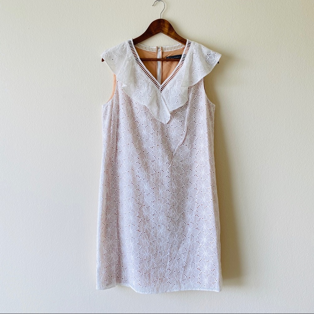 Alton Grey V-Neck White Eyelet Dress